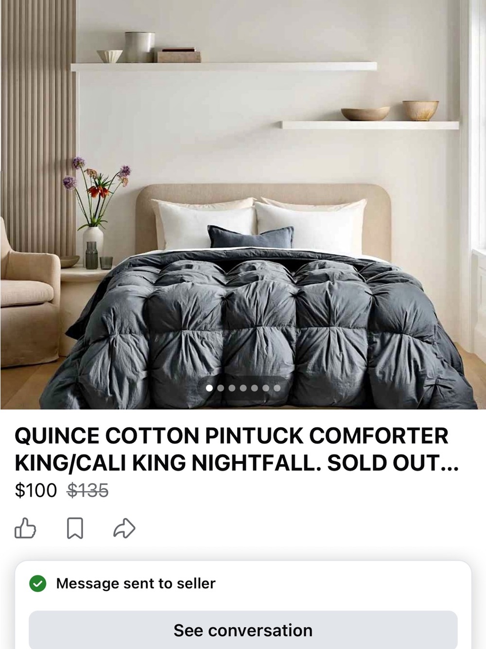 Quince Cotton Pintuck Comforter - Nightfall Charcoal